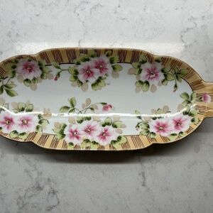 Vintage Nippon Hand-Painted Porcelain Relish Dish Serving Tray
